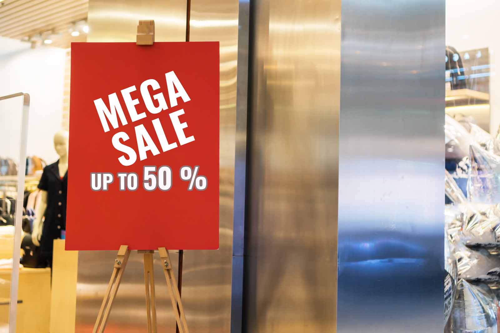 mockup red poster sale offer menu frame advertising billboard at