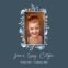 Memorial portrait with floral design background.