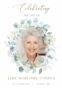 Memorial card with smiling elderly woman