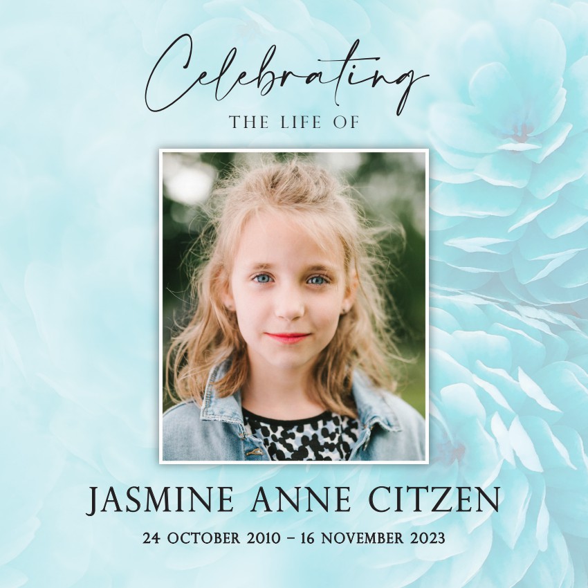 Celebrating life, young girl with floral background.