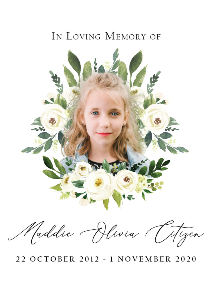 Memorial image with floral wreath design