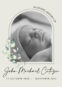 Memorial card for newborn with dates and name.
