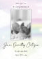 In loving memory, baby feet, pastel background.