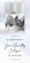 Baby feet and memorial text, pastel background