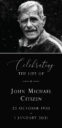 Memorial card for John Michael Citizen.