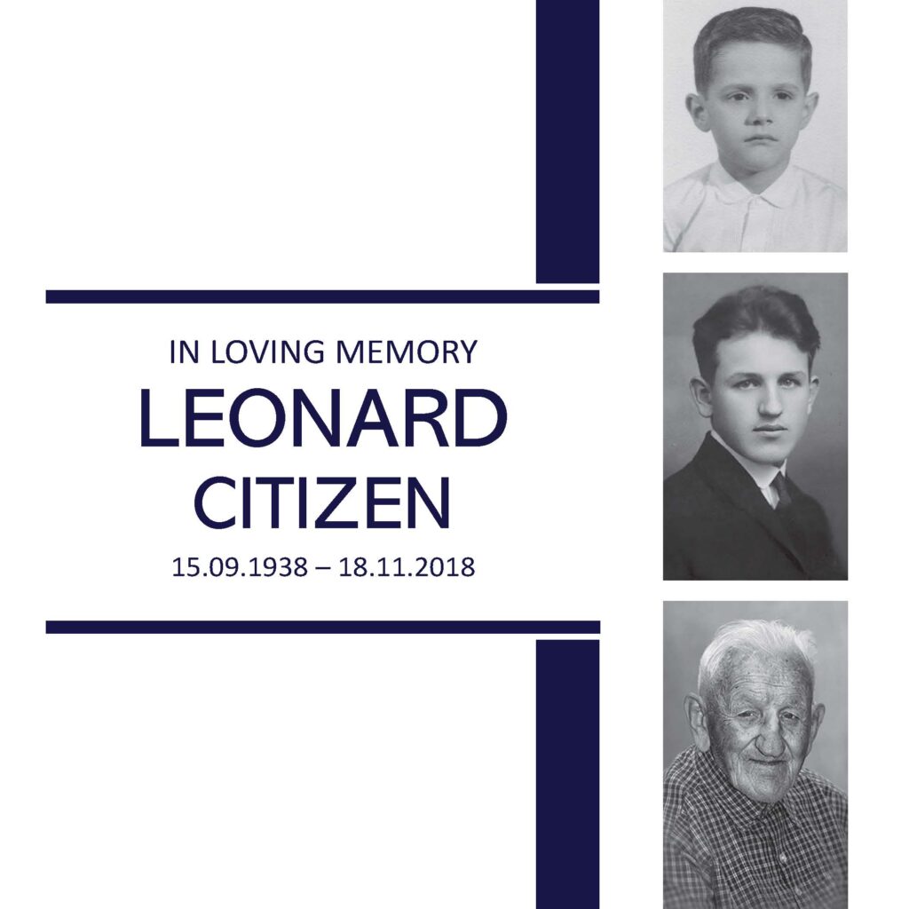 Memorial photos of Leonard Citizen over lifetime.