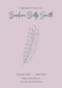 Memorial service details with leaf illustration