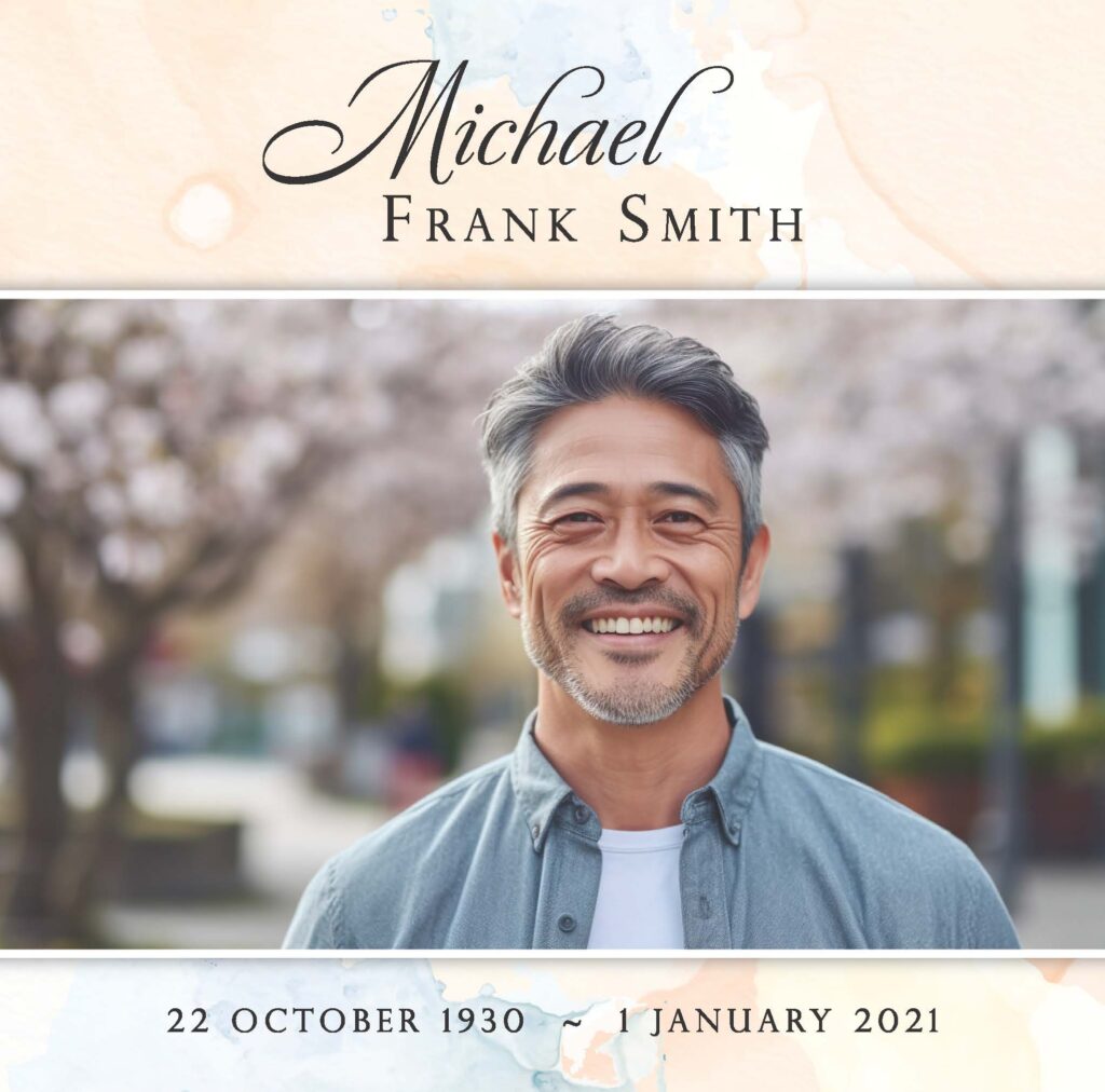 Smiling man outdoors, memorial photo.