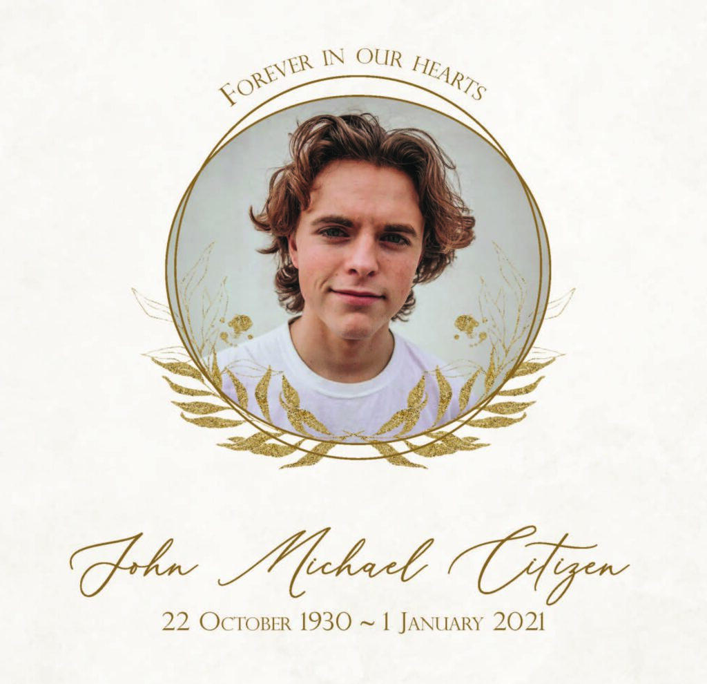 Memorial photo with floral design