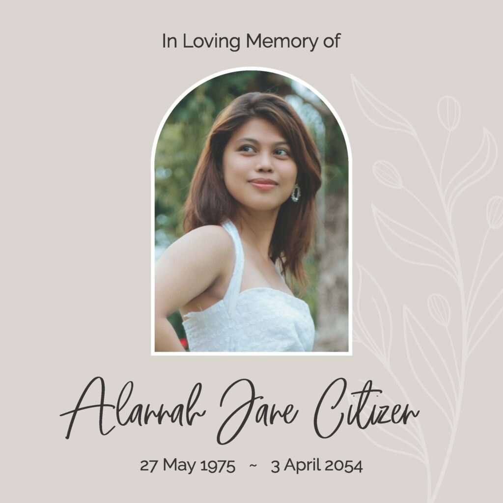 Memorial card with woman's portrait.