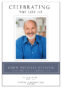 Funeral notice with smiling elderly man in blue shirt.